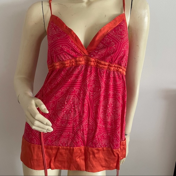 Ella moss orange and pink camisole with satin trim - Picture 1 of 8